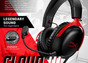 CLOUD-III-BK-WRD-OB HyperX Cloud III Wired DTS Gaming Headset HyperX Cloud III – Wired Gaming Headset, PC, PS5, Xbox Series X|S, Angled 53mm Drivers, DTS Spatial Audio, Memory Foam, Durable Frame, Ultra-Clear 10mm Mic, USB-C, USB-A, 3.5mm | Black/Red  OPEN BOX