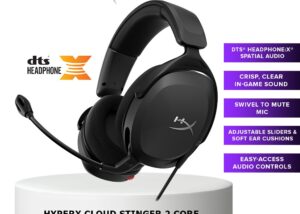 STINGER-2-OB HyperX Cloud Stinger 2 Gaming WIRED Headset HyperX Cloud Stinger 2 – Gaming Headset, DTS Headphone: X Spatial Audio, Lightweight Over-Ear Headset with mic, Swivel-to-Mute Function, 50mm Drivers, PC Compatible | Black ; OPEN BOX