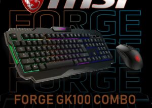 S11-04US20K-HH9 MSI FORGE GK100 Gaming RGB Keyboard and Mouse MSI FORGE GK100 COMBO Gaming RGB Keyboard & Mouse , 19-Key Anti-Ghosting , Hotkeys for Rapid Control , Membrane Switch , USB 2.0 Interface , 1.5 meters Cable ,  6400 DPI Optical Sensor | BLACK