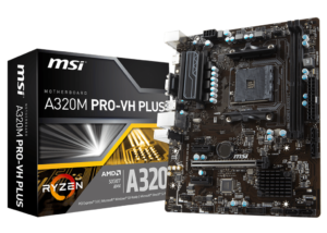 911-7B07-002 VH PLUS A320M AMD DDR4 micro-ATX Motherboard MSI ProSeries AMD Ryzen A320M PRO-VH PLUS DDR4 VR Ready HDMI USB 3 micro-ATX Motherboard , Dual DDR4, USB 3.1 Gen1, HDMI, VGA, Realtek ALC887 Audio, PCI-E Gen3, SATA 6Gb/s, Windows 10/7 Support (A320M Model)