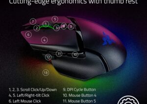 RZ01-04620100-0000 Razer Basilisk V3 Pro Wireless Gaming Mouse Razer Basilisk V3 Pro Wireless Gaming Mouse : HyperScroll Tilt Wheel - 30K DPI Optical Sensor - Gen-3 Optical Switches - 13-Zone Chroma RGB - 13 Programmable Controls - 3 Connection Modes | Black RZ01-04620100-0000