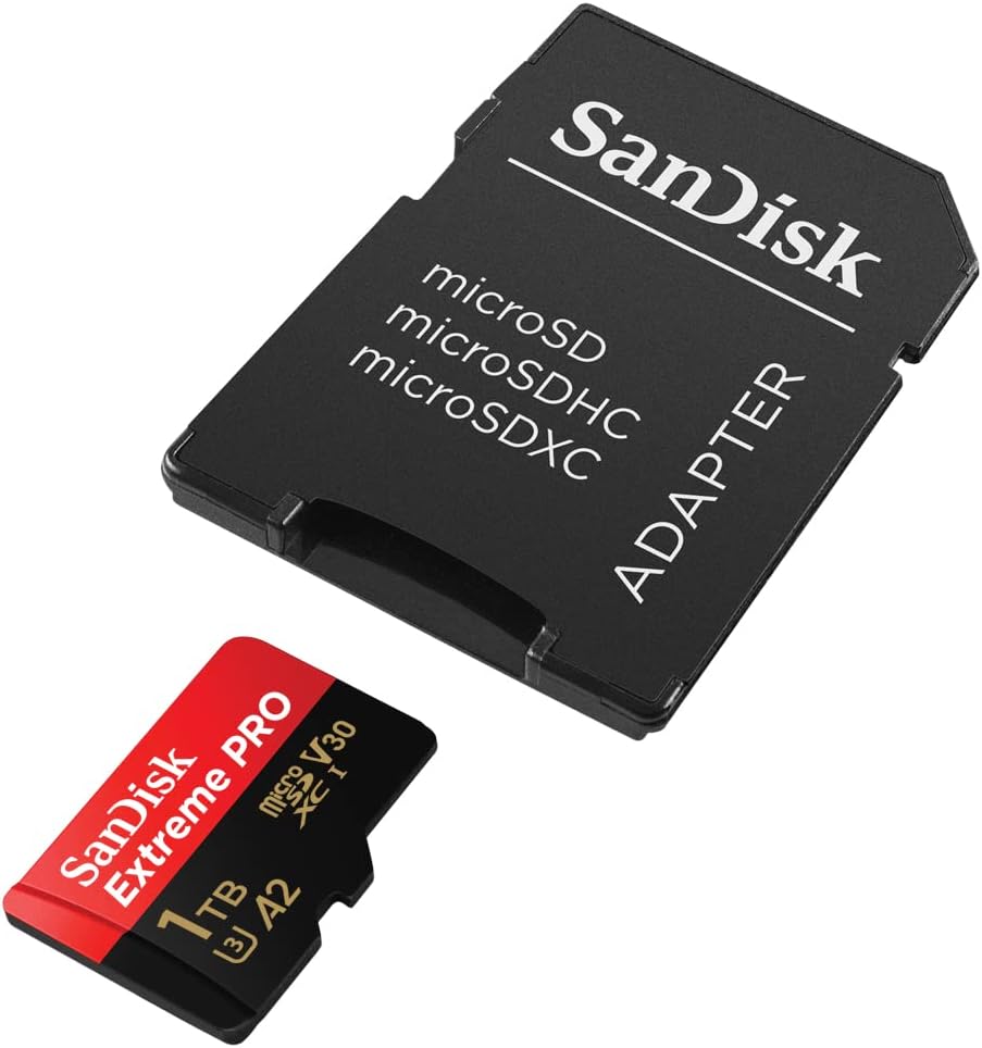 SDSQXCD-1T-GN6MA SanDisk 1TB Extreme PRO microSD UHS-I Card with Adapter SanDisk 1TB Extreme PRO® microSD™ UHS-I Card with Adapter C10, U3, V30, A2, 200MB/s Read 140MB/s Write SDSQXCD-1T-GN6MA