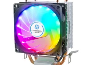 LC-200A+BLACK RGB CPU Cooler 90mm PWM Fan 2 Heatpipes Loving Cool Rainbow CPU Cooler 90mm PWM Fan -Copper Tube Radiator Tower with 2 Direct Contact Heatpipes - Quiet 24 dBA - 100W TDP - 48±10% CFM Air Volume - for ntel LGA1700, 1200, 1150, 1151, 1155, 2011, and AMD AM2, AM3, AM4, AM5, and AM4 sockets | LC-200A+BLACK