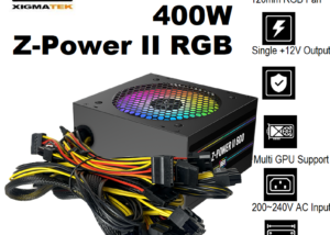 EN44540 Z-Power II RGB 600 PSU Non-Modular 400W XIGMATEK Z-Power II RGB 600 PSU Non-Modular 400W - 120mm RGB Fan - AC 230V Input, Double Forward- Intel & AMD Motherboard - OPP/UVP/OVP/SCP Protection | BLACK EN44540