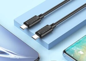 HOCO X88 USB Type C To Type C 60W Fast Charging Cable, Compatible with Mobile, Laptop, Tablets & MacBook, 3.28 Feet (1.M), Supports Power Delivery (PD) With Rapid Data Transmission (Black)