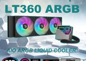 R-LT360-BKAMNC-G-1 DeepCool LT360 ARGB AIO WHITE LIQUID COOLER DeepCool LT360 ARGB AIO LIQUID COOLER : Infinity Mirror Frosty Cube with Copper Coldplate - 3400 RPM 5th Generation Water Pump - 3x 120mm ARGB PWM Fans - Intel and AMD Compatibility | BLACK 