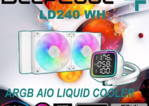 R-LD240-WHDMMN-G-1 DeepCool LD240 WH ARGB AIO WHITE LIQUID COOLER DeepCool LD240 WH ARGB AIO WHITE LIQUID COOLER : Large Display with ARGB Halos for CPU Status ,  2x ARGB PWM Fans , 5th Generation High-Performance Pump up to 3400 RPM , Pre-applied Thermal Paste | WHITE