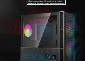 R-CH360-BKAPE3D-G-1 DEEPCOOL CH360 DIGITAL ARGB mATX Gaming Case DEEPCOOL CH360 DIGITAL ARGB mATX Gaming Case - Supports Mini-ITX / Micro-ATX -  Build in One 120mm & Two 140mm ARGB Fans | REAL-TIME DUAL-STATUS DIGITAL DISPLAY  | USB3.0, Audio , TYPE-C Front I/O Ports | Tempered Glass Window | BLACK