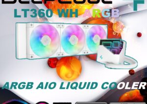 R-LT360-WHAMNC-G-1 DeepCool LT360 WH ARGB AIO WHITE LIQUID COOLER DeepCool LT360 WH ARGB AIO WHITE LIQUID COOLER : Infinity Mirror Frosty Cube with Copper Coldplate - 3400 RPM 5th Generation Water Pump - 3x 120mm ARGB PWM Fans - Intel and AMD Compatibility 