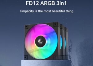 FD12-ARGB-BK-3IN1 Deepcool FD12 ARGB CPU Fan 120mm 3 Pack Daisy Chain Second Generation Addressable RGB LED Beads 5V 3PIN ARGB Mobo Sync 4PIN PWM  | Black