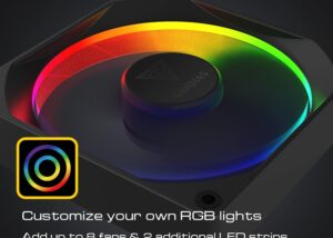 AEOLUS-M3-1203R-B GAMDIAS AEOLUS M3-1204R ARGB FAN COMBO KIT GAMDIAS AEOLUS M3-1204R ARGB FAN COMBO KIT : x3 Fans ARGB 120mm PWM with 55 Neon-Flex RGB Lighting Effect - Magnetic PWM AEOLUS BOX - REMOTE CONTROL for Speed , Lightening ,& Brightness Control | BLACK 