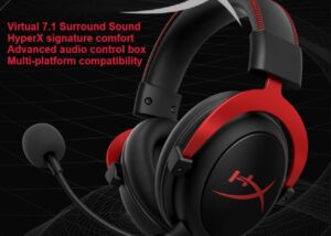 4P5M0AA HyperX Cloud II Gaming Wired Headset HyperX Cloud II - Gaming Headset, 7.1 Surround Sound, Memory Foam Ear Pads, Durable Aluminum Frame, Detachable Microphone, Works with PC, PS5, PS4, Xbox Series X|S, Xbox One – Red