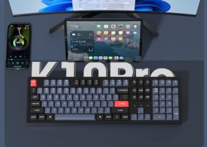 K10P-H1 QMK VIA Custom Wireless Mechanical Keyboard Keychron K10 Pro QMK/VIA Custom Wireless Mechanical Keyboard, Hot-Swappable Full Size 108 Keys Programmable RGB LED Backlit Red Switch, Bluetooth/USB-C Wired Gaming Keyboard for Mac Windows Linux