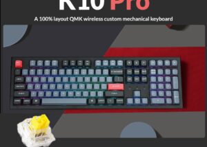 K10P-H4 Pro QMK VIA Mechanical Keyboard Banana Switch Keychron K10 Pro QMK/VIA Custom Wireless Mechanical Keyboard, Hot-Swappable Full Size 108 Keys Programmable RGB LED Backlit Banana Switch, Bluetooth/USB-C Wired Gaming Keyboard for Mac Windows Linux