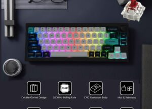 Q2M-M1 Max Wireless Custom Mechanical Gaming Keyboard Keychron Q2 Max Wireless Custom Mechanical Gaming Keyboard, QMK/VIA Programmable Knob 2.4 GHz/Bluetooth 5.1/Wired, 65% Compact RGB Hot-Swap with Gateron Jupiter Red Switch for Mac Windows Linux ; Full Metal  | BLACK & WHITE Q2M-M1