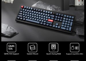 V6M-D1 QMK VIA Wireless Custom Mechanical Keyboard Keychron V6 Max QMK/VIA Wireless Mechanical Fully Customizable Keyboard with Programmable Knob ; 2.4 GHz or Bluetooth 5.1 Connectivity for up to Three Devices ; Type-C & Type-A Dual Receivers ; Double-shot PBT ; Gasket Mount ; RGB LED ; Hot-swappable Gateron Jupiter Red Switch  | Carbon Black V6M-D1