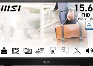 9S6-3PB70H-033 MSI PRO MP161 E2U 16 inch Portable IPS Monitor MSI PRO MP161 E2U 15.6" Eye Care UltraSlim Ergonomic Business Portable Monitor, FHD 1920x1080, IPS, 60Hz, Ergo Kickstand, HDMI&2xUSB-C Port, Built-in Speakers , for  PC , Laptop , Mobile