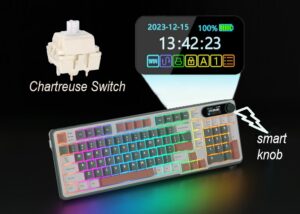 RKS98-CAMPING-CHARTR Mechanical Keyboard Chartreuse Switch RK ROYAL KLUDGE RKS98 Mechanical Keyboard w/Smart Display & Knob, Top Mount 96% Wireless Mechanical Keyboard BT/2.4G/USB-C, Hot Swappable, Software Support, Massive Battery, 98 Keys Chartreuse Switch