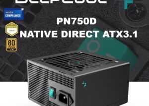 R-PN750D-FC0B-EU PN750D PSU 750W 80 Plus Gold Non-Modular DeepCool PN750D PSU 750W ATX 3.1 &PCIe 5.1 Standard 80 Plus Gold efficiency; Dedicated 12V-2x6, 2 EPS, and 3 PCIe Connectors, Dynamic 120mm Fan, Robust Protection (OVP, OCP, etc.) ; Non-Modular | BLACK