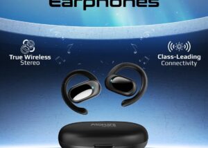 AEROTUNE.BLACK SportFit Open Ear True Wireless Earbuds Promate SportFit Open Ear True Wireless Earbuds, Sporty Bluetooth v5.2 True Wireless ENC Earphones, Noise Cancelling Mic, Ear Hooks, 48H Playtime and Intelligent Touch Controls for iPhone 15, Samsung S23 | BLACK AEROTUNE 