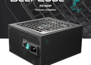 R-PXA00P-FC0B-EU PX1000P 1000W PSU 80 Plus Cybenetics Platinum DeepCool PX1000P ATX 3.0 Power Supply 1000W 80 Plus and Cybenetics Platinum Certified ; 1 x 12VHPWR + 2 x EPS + 5 x PCI-e ports ; 3x Total GPU Power & 2x Total System Power for 0.1 ms ; with 105C Resistant Copper-core PCI-e Gen 5.0 12VHPWR Cable | BLACK 