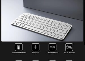 B1P-K8 WHITE Compact Keyboard Wireless Wired Keychron B1 Pro Lightweight Ultra-portable Compact 75% Keyboard with 2.4 GHz / BT / Type-C Wired Connectivity ; Extended Battery Life ; 12 Multimedia Keys & Quick Emoji Access ; Concave Ergonomic Keys  ; Supports macOS / Windows / Linux  | IVORY WHITE B1P-K8