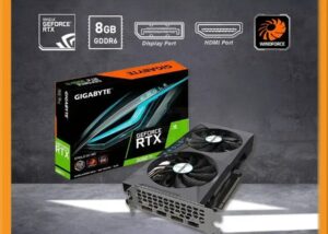 EAGLE-3060TI-USED NVIDIA GeForce RTX 3060 Ti 8GB GDDR6 2 Fans Gigabyte Eagle RGB NVIDIA GeForce RTX 3060 Ti 8 GB GDDR6 Open Fansink with Two Fans ;256-bit 1665 MHz Base Clock Speed ; 4864 CUDA Cores ; PCI Express 4.0 x16 ; 2x DisplayPort 1.4a 2x HDMI 2.1 | BLACK 