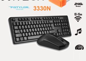 A4TECH-3330N A4TECH 3330N Wireless Keyboard and Mouse A4TECH 3330N Wireless Keyboard & Mouse Combo ;  2.4GHz Wireless Connectivity with 10-15m Range 1200 DPI  - 16 Mouse Gestures - 12 Multimedia Hotkeys  -  Long lasting Battery | BLACK