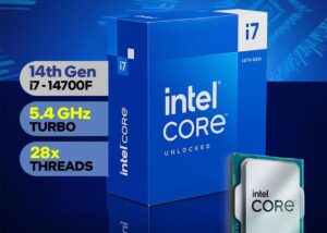 I7-14700F-BOXED CPU Intel Core i7-14700F Core i7 14th Gen Intel Core i7-14700F - Core i7 14th Gen Raptor Lake 20-Core (8P+12E) LGA 1700 65W TDP ; Blazing Fast 5.4 GHz Max Turbo ; 28MB Cache ; None Integrated Graphics Processor ; BOXED CPU - BX8071514700F