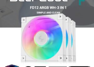 FD12-ARGB-WH-3IN1 DeepCool FD12 ARGB 3x WHITE Case Fans 120mm DeepCool FD12 ARGB 3x WHITE Case Fans 120mm ;Hydro Bearing Tech High Speed 2050 RPM 63.6 CFM ; 1.56 W Power-Efficient ; 3-pin (+5V-D-G) LED @ 5V DC ; Addressable RGB Fans with Daisy Chain Connectors | 3 PACK WHITE 