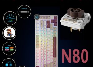 RKN80-PEARLY-BROWN BROWN Switch Low Profile Mechanical Keyboard RK ROYAL KLUDGE N80 Low Profile Mechanical Keyboard w/Smart Display Screen & Knob, 75% 80 Keys ; Top Mount 3-Modes BT/2.4G/USB-C Wireless Mechanical Keyboard, Software Support, Massive Battery ; RK Low-profile BROWN Switches ;WIN-iOS-MAC-ANDROID