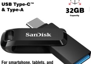 SDDDC3-032G-G46 Go USB Type-C USB A Flash Drive 32GB SanDisk Ultra Dual Drive Go USB Type-C – 2-in-1 Flash Drive, 32GB Capacity, USB 3.2 Gen 1 Interface, Swivel Design , 150MB/s Read Speed , Compatible with iOS , Android , macOS , Windows