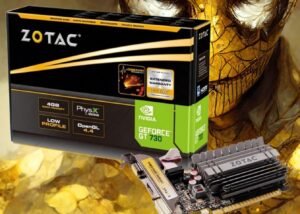 ZT-71115-20L ZOTAC GeForce GT 730 4GB DDR3 Zone Edition ZOTAC GeForce GT 730 4GB DDR3 PCIe 2.0 Zone Edition Video Card 64-bit ; 902 MHz Core Clock, 1600 MHz Memory Clock ; DirectX 12 ; 4K Support, Passive Cooling, DirectX 12, Dolby TrueHD Audio ; HDMI, DVI, VGA 