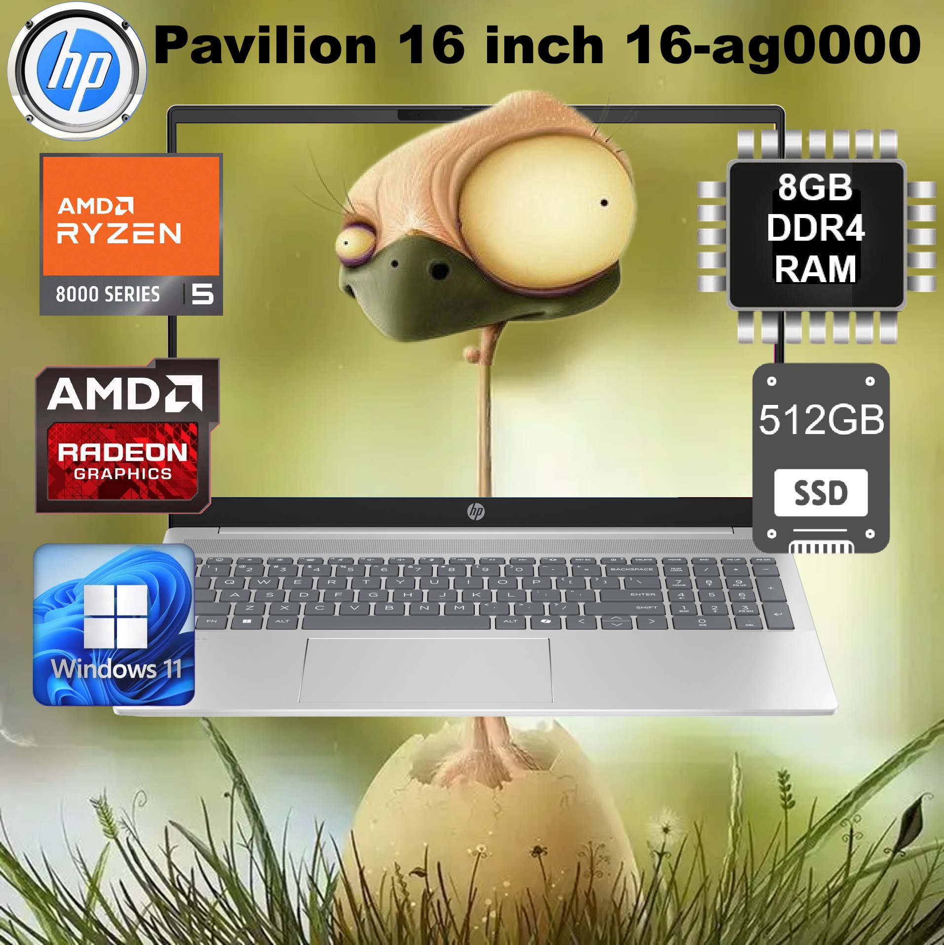 B1PC5U8R#ABA HP Pavilion Ryzen 5 8540U 16 inch WUXGA IPS HP Pavilion  16-ag0000 AMD Ryzen™ 5 8540U | 8GB DDR5 RAM ; 512GB SSD NVMe™ | 16 inch WUXGA IPS Display | AMD Radeon™ Graphics ; AMD FreeSync™ | Backlit Keyboard | Windows 11 | Silver 