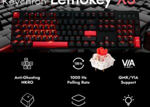 X3-A1 Full-Size Mechanical Keyboard w Red Switches Keychron Lemokey X3 Mechanical Keyboard with Pre-Lubed Red Switches ; Full-Size Layout 1000Hz Polling Rate ; OEM Profile Shine-through Double-shot ABS keycaps ; QMK & VIA Support ; N-key R ollover Advanced Anti-Ghosting | X3-A1 GRAPHITE 