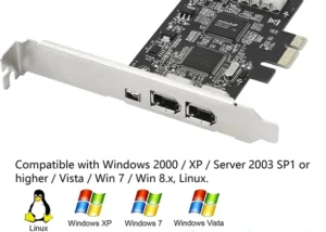 PCIe Firewire 800 Card, PCI-E X1 to IEEE 1394 4 Ports (3 x 6 Pin and 1 x 4 Pin) with Low Profile Bracket for Video,Photo | SPB309