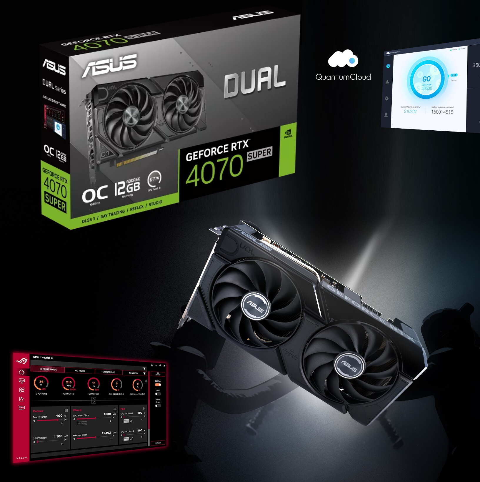 90YV0KC0-M0NA00 ASUS Dual GeForce RTX 4070 SUPER EVO OC 12GB ASUS Dual GeForce RTX 4070 SUPER EVO OC Edition 12GB GDDR6X (PCIe 4.0, 12GB GDDR6X, DLSS 3, HDMI 2.1a, DisplayPort 1.4a, 2.5-slot design, Axial-tech fan design, 0dB technology)