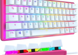 572Y6AA#ACB Alloy Origins 60 PINK Mechanical Keyboard HyperX Alloy Origins 60 - Mechanical Gaming Keyboard, Ultra Compact 60% Form Factor, Double Shot PBT Keycaps, RGB LED Backlit, NGENUITY Software Compatible - Linear HyperX Red Switch | PINK WHITE