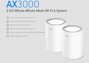 M3000(1PACK)-EU M3000 AX3000 Whole-Home Mesh Wi-Fi 6 System Cudy M3000 AX3000 2.5G Whole-Home Mesh Wi-Fi 6 System: Ultra-Fast, High-Capacity, Multi-Device Streaming Solution ;Dual-Core Processor Supporting 4K UHD Streaming ; Up to 3 Gbps Wi-Fi Speed ; Ideal for Multi-story Homes | 1 PCS