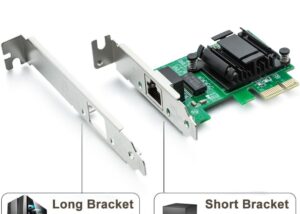 AXA1092406 GBase-T PCIe Network Card I225V Chip RJ45 LAN 2.5GBase-T PCI Express Gigabit Network Card for Gaming, Streaming, 2.5G/1G/100Mbps PCIe Ethernet Network Adapter RJ45 LAN Controller for PC, Support Windows 10/11, Standard & Low-Profile Brackets