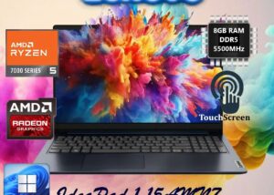 82VG00MYUS LENOVO Touchscreen 8GB DDR5 RAM Windows 11 LENOVO IdeaPad 1 15AMN7 AMD Ryzen™ 5 7520U | 8GB DDR5 RAM ; 256GB SSD NVMe® | Radeon™ 610M Graphics | 15.6" FHD Touchscreen IPS Display  | Windows® 11 Home in S mode | SD Card Reader  | Abyss Blue