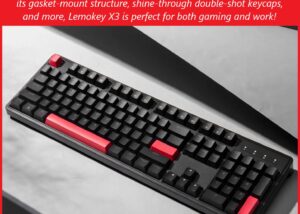 X3-A1 Full-Size Mechanical Keyboard w Red Switches Keychron Lemokey X3 Mechanical Keyboard with Pre-Lubed Red Switches ; Full-Size Layout 1000Hz Polling Rate ; OEM Profile Shine-through Double-shot ABS keycaps ; QMK & VIA Support ; N-key R ollover Advanced Anti-Ghosting | X3-A1 GRAPHITE 