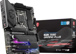 911-7D07-015-USED MSI MPG Z590 Gaming Plus Gaming Motherboard (ATX, 11th/10th Gen Intel Core, LGA 1200 Socket, DDR4, PCIe 4, CFX, M.2 Slots, USB 3.2 Gen 2, DP/HDMI, Mystic Light RGB)