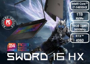 9S7-15P214-202 MSI SWORD 16 HX i7-14650HX RTX 4060 16GB DDR5 MSI SWORD 16 HX B14VFKG-202US Intel® Core™ i7-14650HX | 16GB DDR5 RAM ; 1TB NVMe SSD | RTX™ 4060 ; 8GB | 16" FHD+ Display IPS-Level 144Hz | SteelSeries 24-Zone RGB Keyboard  | Windows 11 | Cosmo Gray