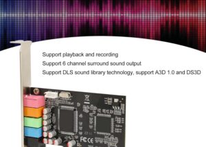 SPC092 PCIE 5 Sound Card 24Bit 48KHz 6 Channel PCIE 5.1 Sound Card, Multi Channel Sound Chip Supports 6 Channel Surround Sound, 24Bit 48KHz PC Internal Sound Card, with PCI Express Port Suitable for Home Theater Large 3D Games Listening to Music |SPC092