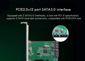 PCIe 1X to 2 SATA3 Expansion card