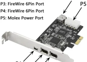 PCIe Firewire 800 Card, PCI-E X1 to IEEE 1394 4 Ports (3 x 6 Pin and 1 x 4 Pin) with Low Profile Bracket for Video,Photo | SPB309