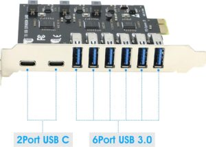 SPB219 PCIe1X to 6xUSB 2xUSB-C usb3.1 Expansion card PCI-e to 2Port USB C + 6 Port USB 3.0 Internal Expansion Card 5Gbps