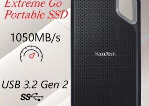 SDSSDE52-2T00-AC 2TB NVMe Extreme Go Portable External SSD SanDisk NVMe Extreme Go Portable External SSD, USB 3.2 Gen 2 USB-C, 2TB Storage Capacity, Up to 1050MB/s Read Speed, Up to 1000MB/s Write Speed, IP65 Water Resistance, Black | SDSSDE52-2T00-AC