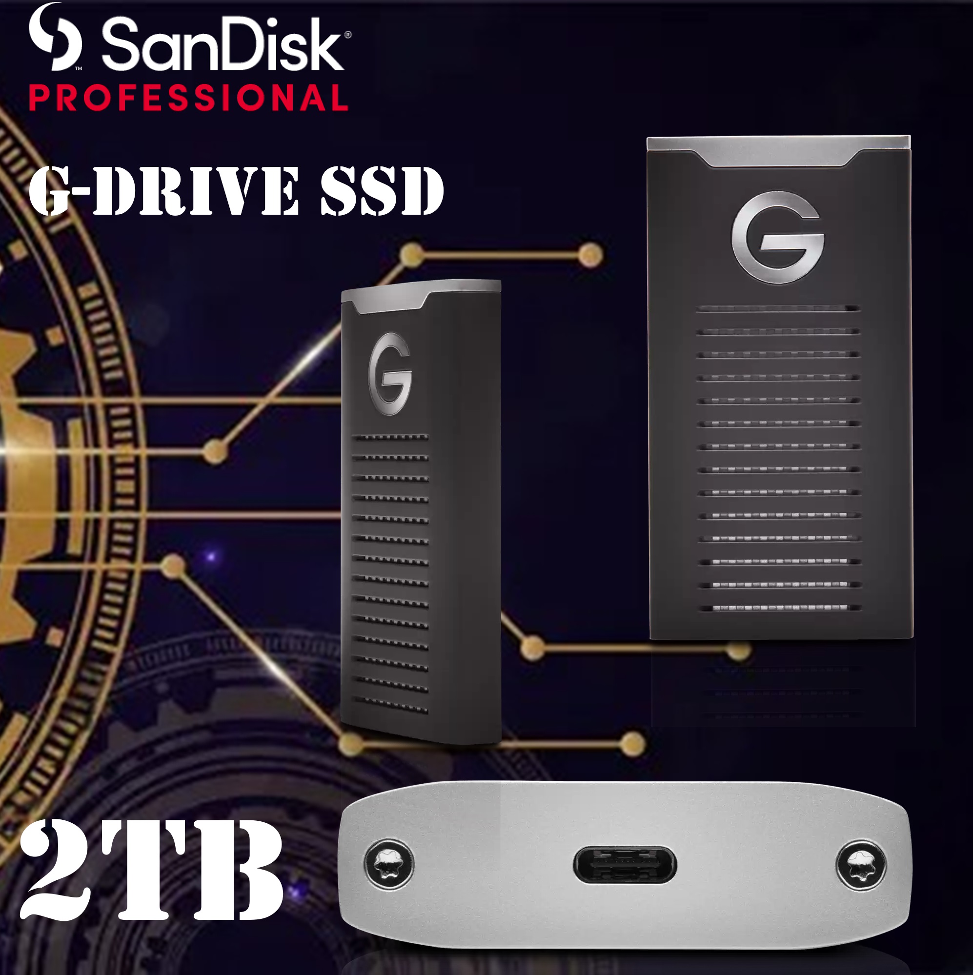 SDPS11A-002T-GBANB SanDisk Professional 2TB G-DRIVE Portable SSD SanDisk Professional 2TB G-DRIVE SSD - Ultra-Rugged, IP67 Dust/Water Resistant, Portable External NVMe Solid State Drive, Up to 1,050 MB/s, USB 3.2 Gen 2 | SDPS11A-002T-GBANB